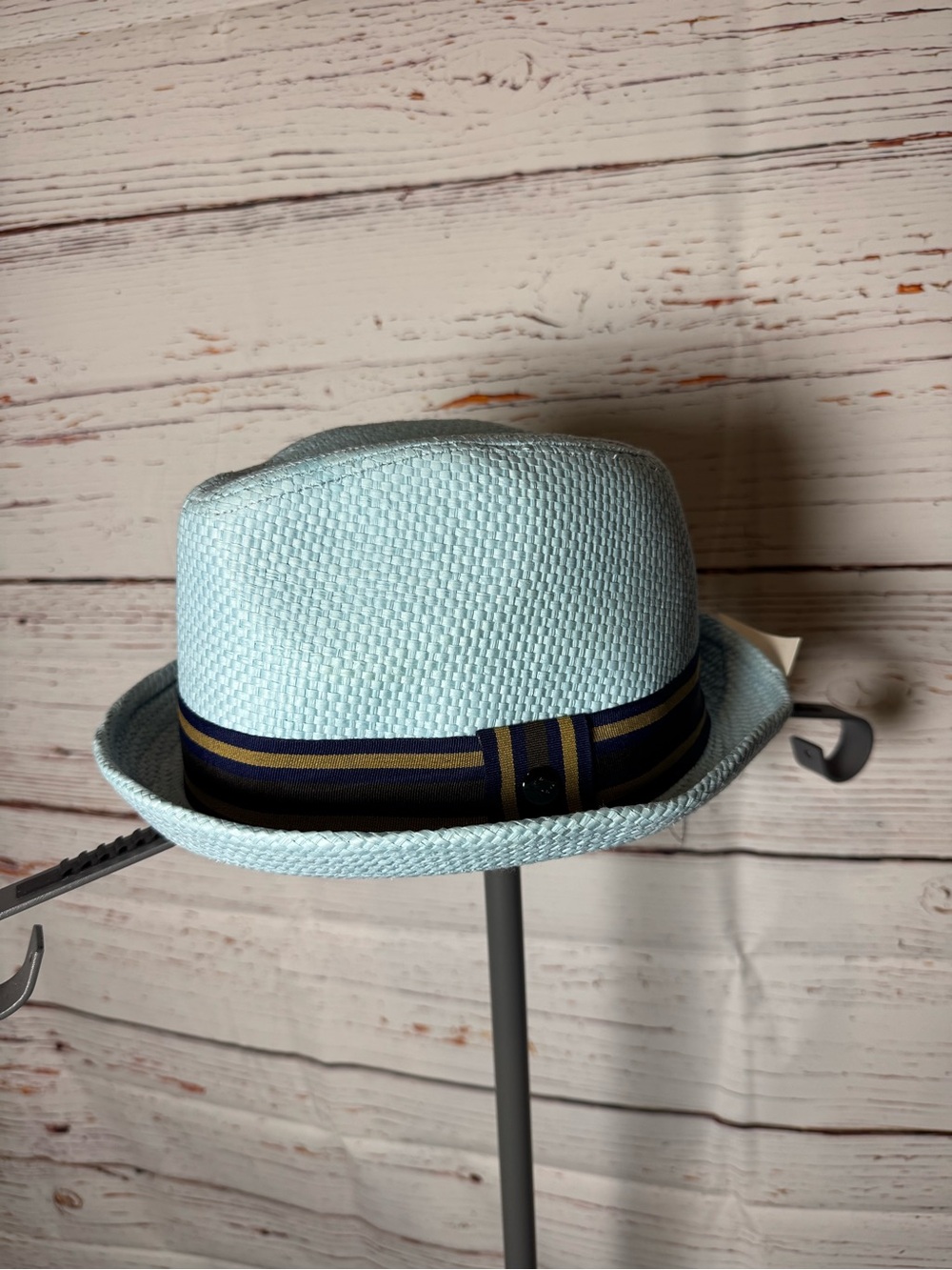 Men's Natural Straw Fedora Baby Blue Size Small Medium New Tags Peter Grimm